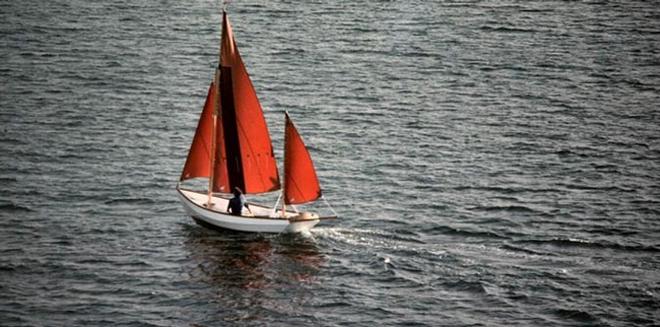 Webb Chiles previous circumnavigating boat, Chidiock Tichborne, an 18’ open yawl ©  SW